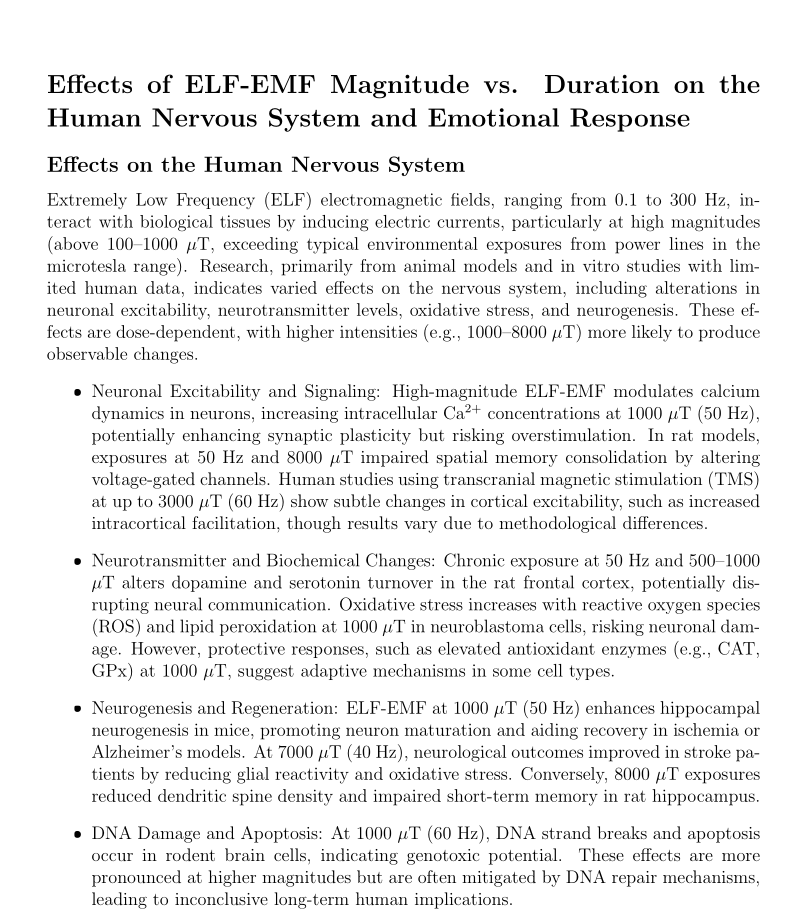 Introduction on ELF EMF Nervous System Response